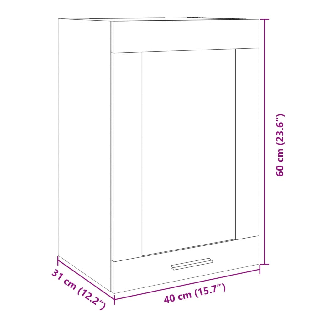 vidaXL Hanging Glass Cabinet Sonoma Oak 40x31x60 cm Engineered Wood