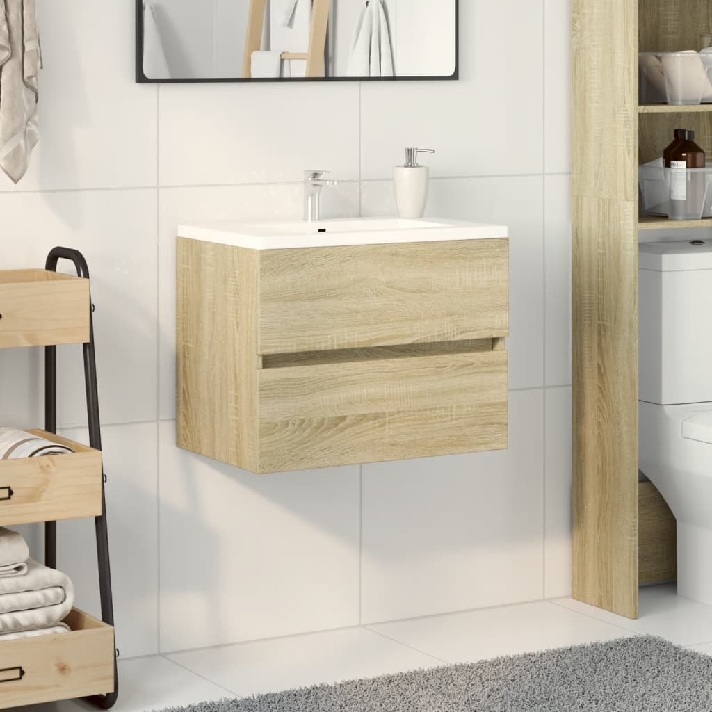 vidaXL Sink Cabinet Sonoma Oak 60x38.5x45 cm Engineered Wood