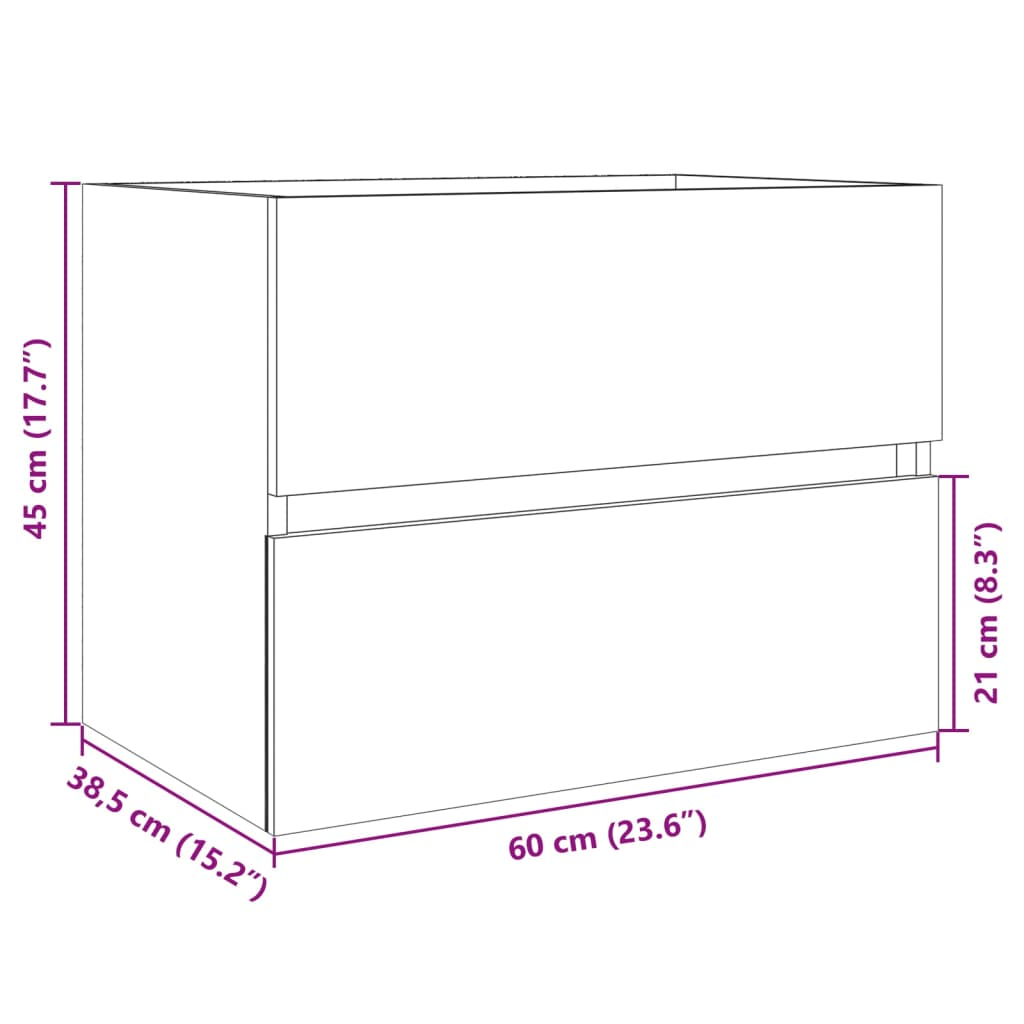 vidaXL Sink Cabinet Sonoma Oak 60x38.5x45 cm Engineered Wood