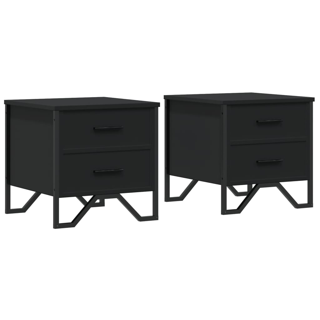 vidaXL Bedside Cabinets 2 pcs Black 40x41x40 cm Engineered Wood