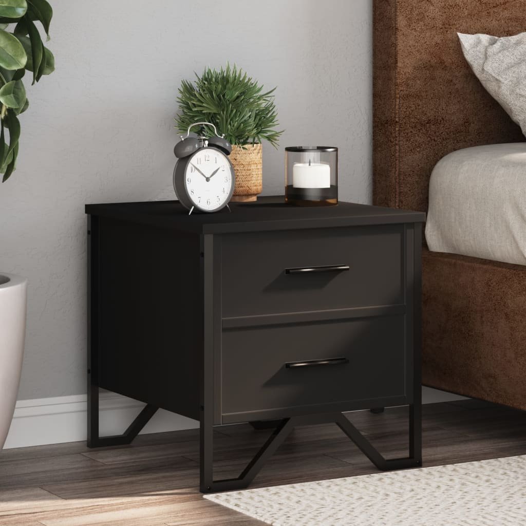 vidaXL Bedside Cabinet Black 40x41x40 cm Engineered Wood