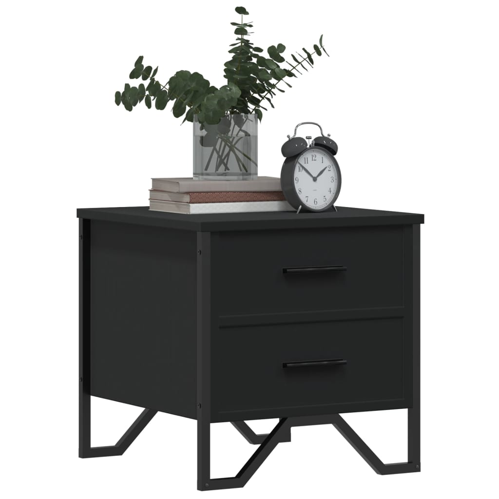 vidaXL Bedside Cabinet Black 40x41x40 cm Engineered Wood