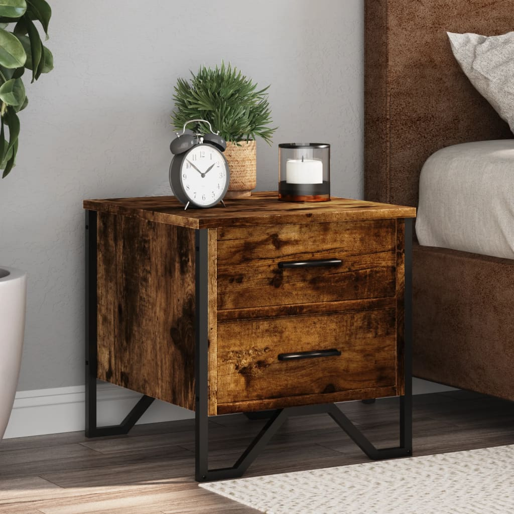 vidaXL Bedside Cabinet Smoked Oak 40x41x40 cm Engineered Wood