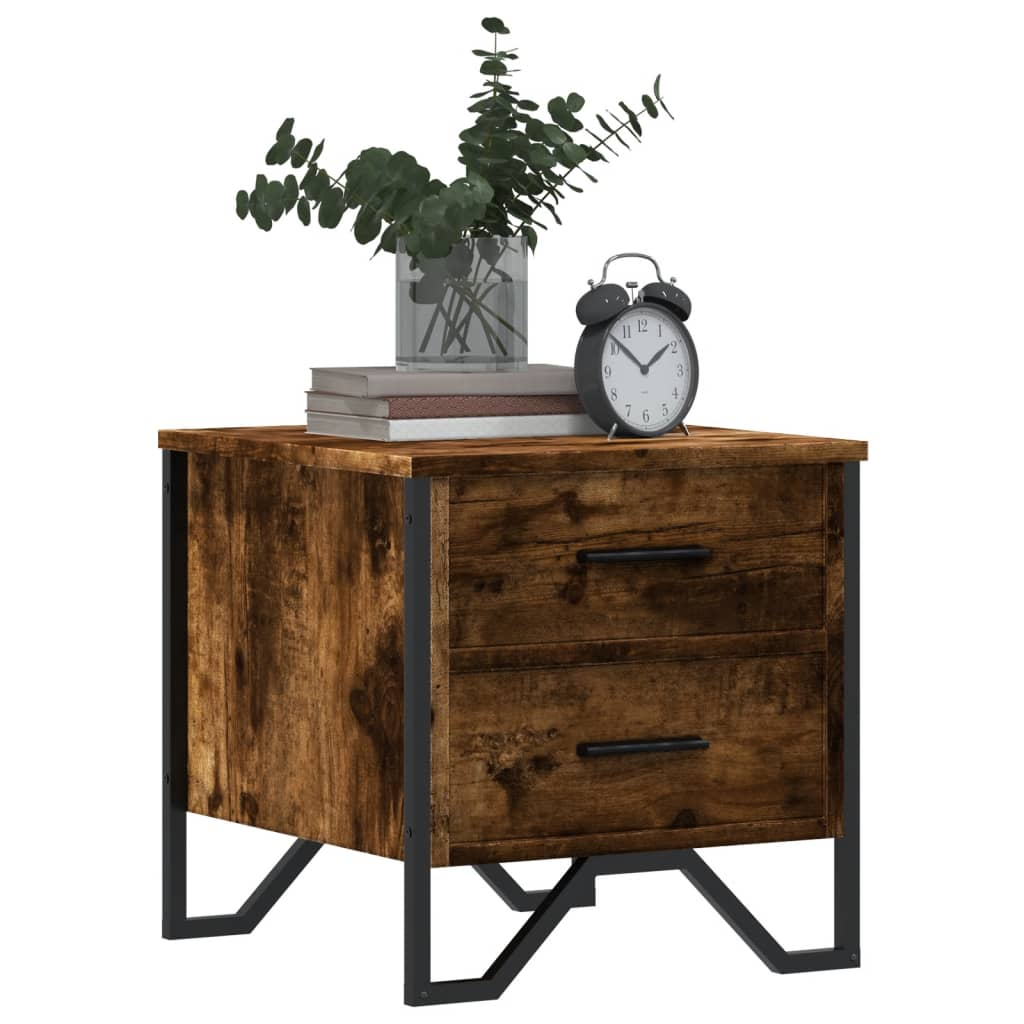 vidaXL Bedside Cabinet Smoked Oak 40x41x40 cm Engineered Wood