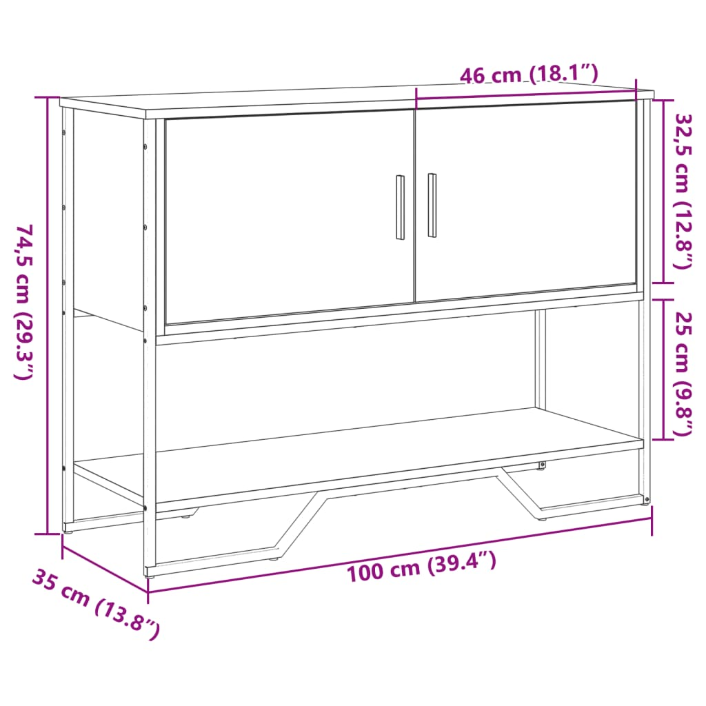 vidaXL Console Table Sonoma Oak 100x35x74.5 cm Engineered Wood