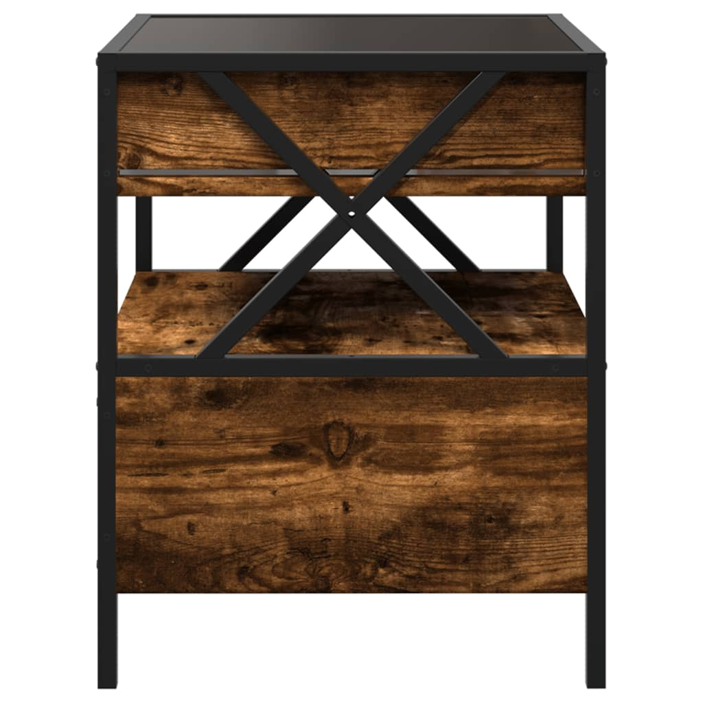 vidaXL Bedside Table with Infinity LED Smoked Oak 40x40x51 cm