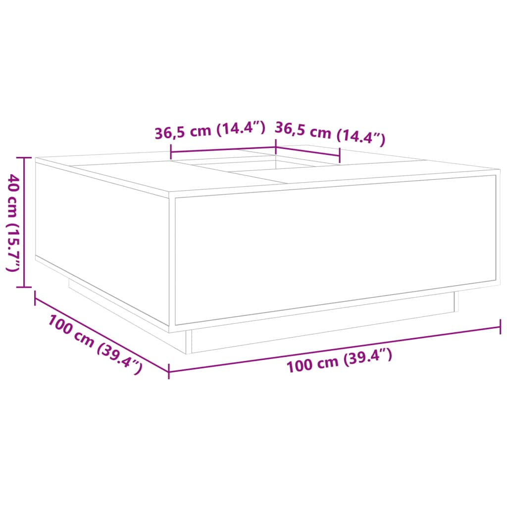 vidaXL Coffee Table White 100x100x40 cm Engineered Wood