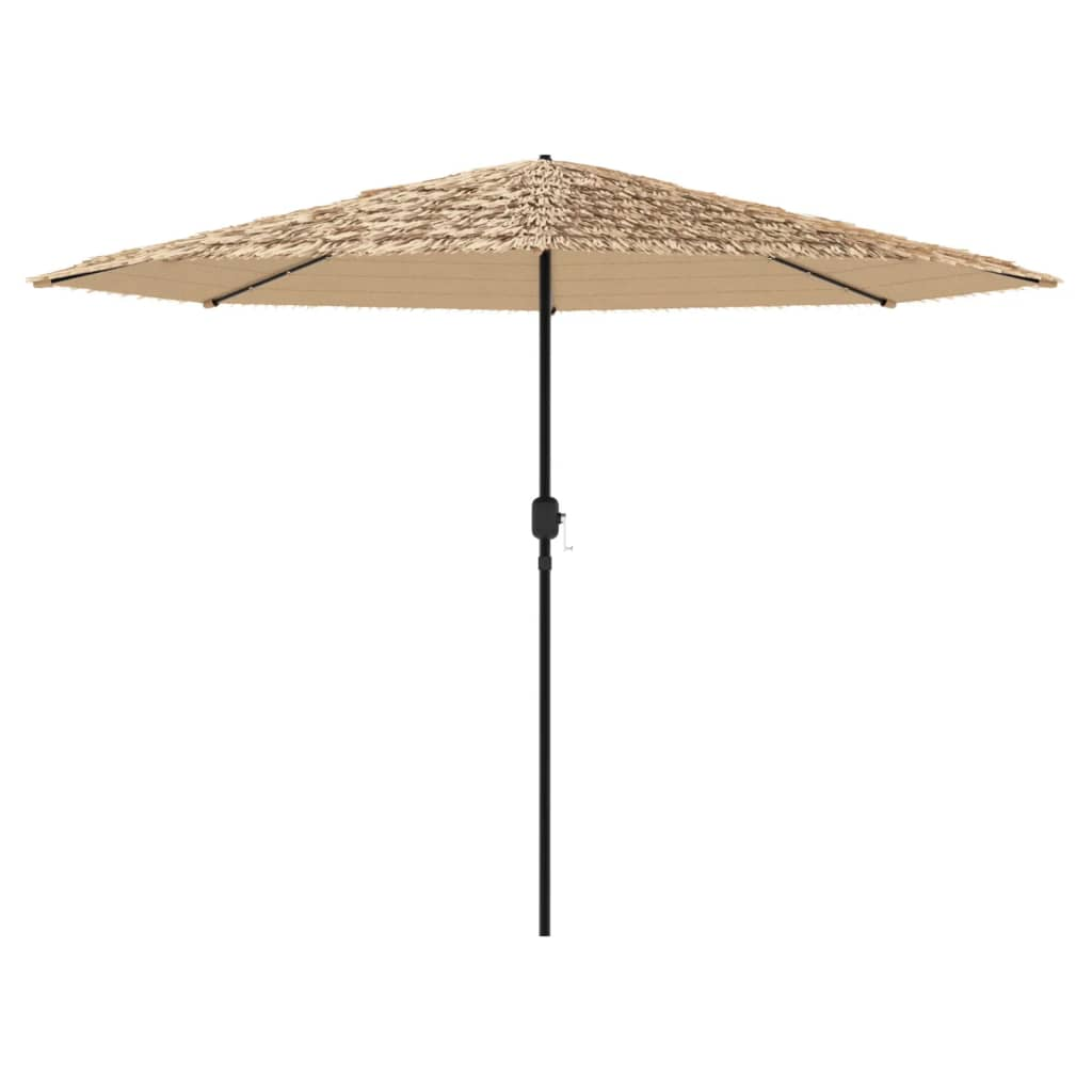 vidaXL Garden Parasol with LEDs and Steel Pole Brown 388x388x248 cm