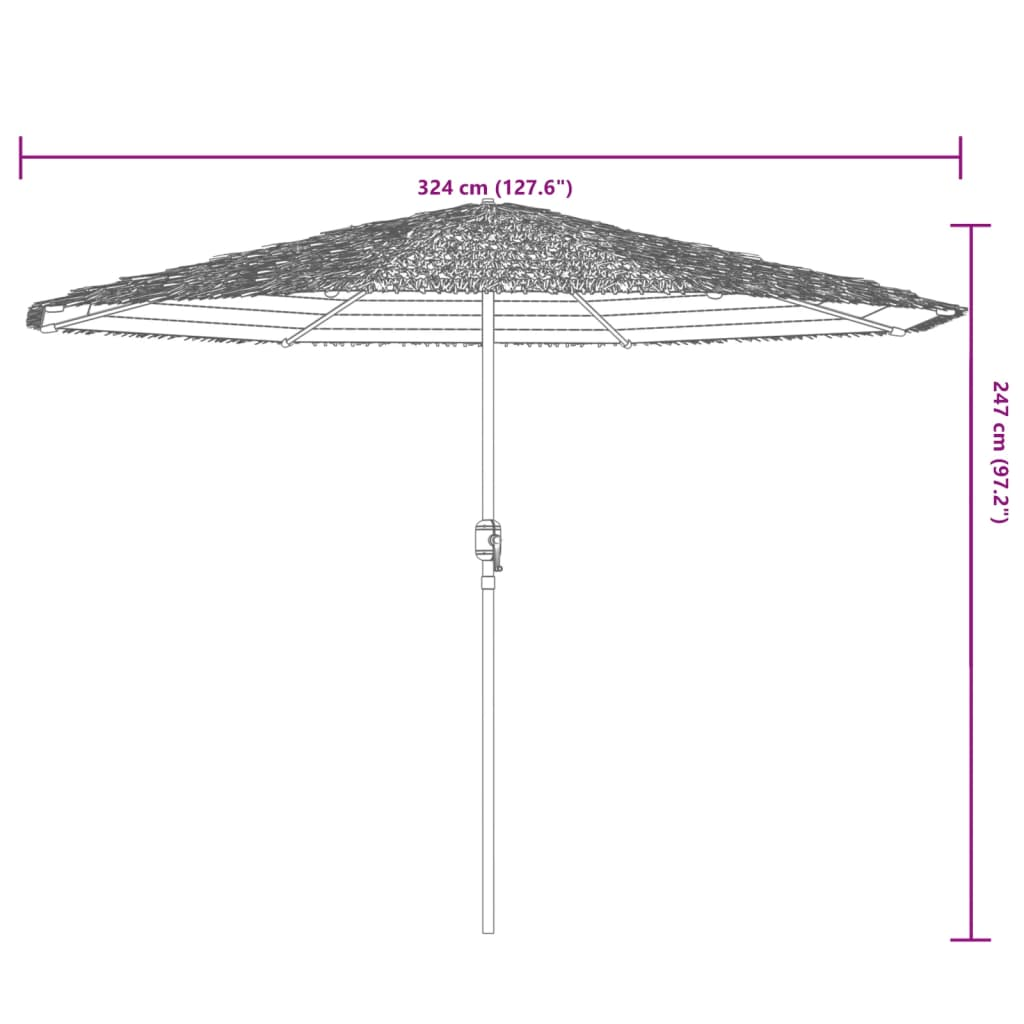 vidaXL Garden Parasol with Steel Pole Brown 324x324x247 cm