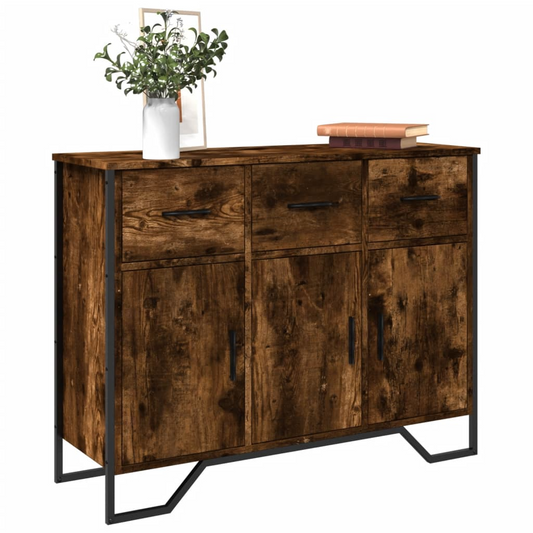 vidaXL Sideboard Smoked Oak 97x32.5x74.5 cm Engineered Wood