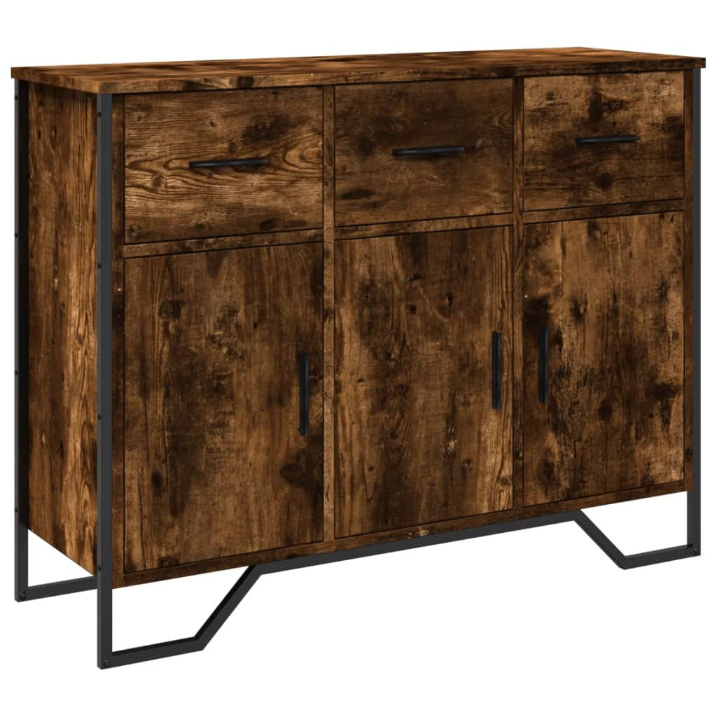 vidaXL Sideboard Smoked Oak 97x32.5x74.5 cm Engineered Wood