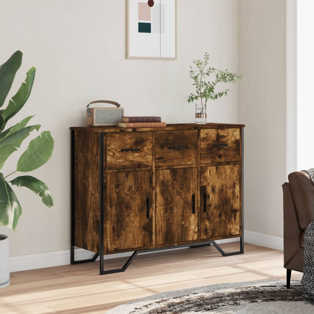 vidaXL Sideboard Smoked Oak 97x32.5x74.5 cm Engineered Wood