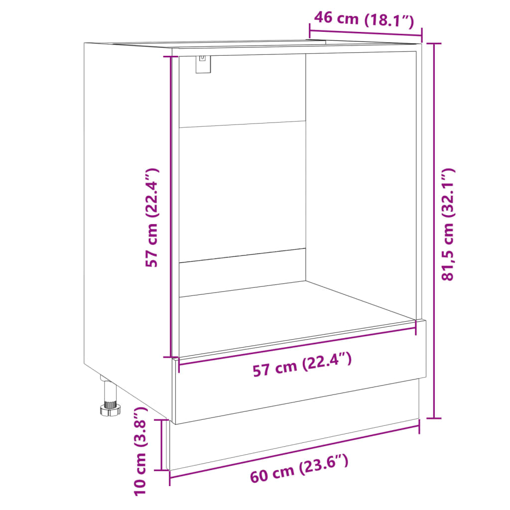 vidaXL Oven Cabinet Sonoma Oak 60x46x81.5 cm Engineered Wood