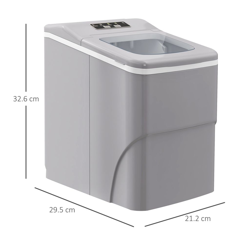 HOMCOM Ice Maker 12kg/24H Production with Scoop Basket for Home Office Silver