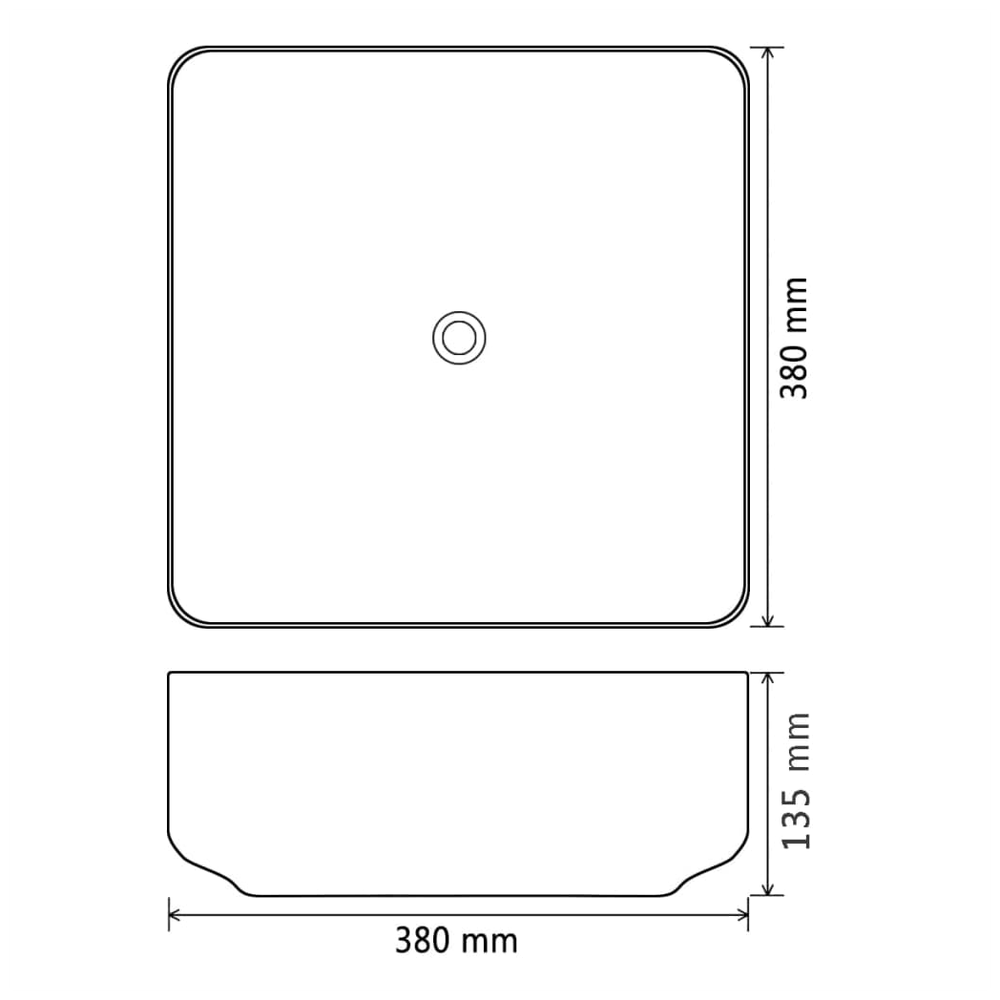 vidaXL Basin Ceramic Square Black 38x38x13.5 cm