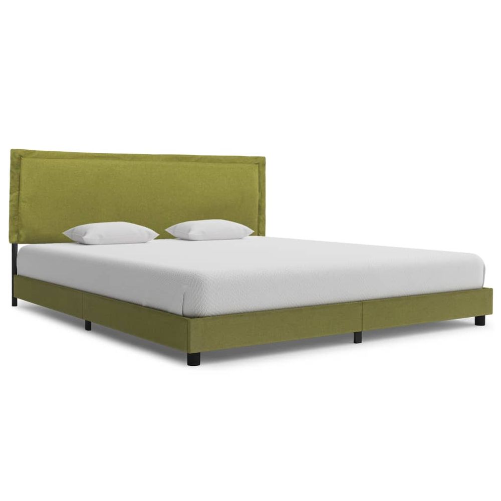 vidaXL Bed Frame Green Fabric 150x200 cm King Size