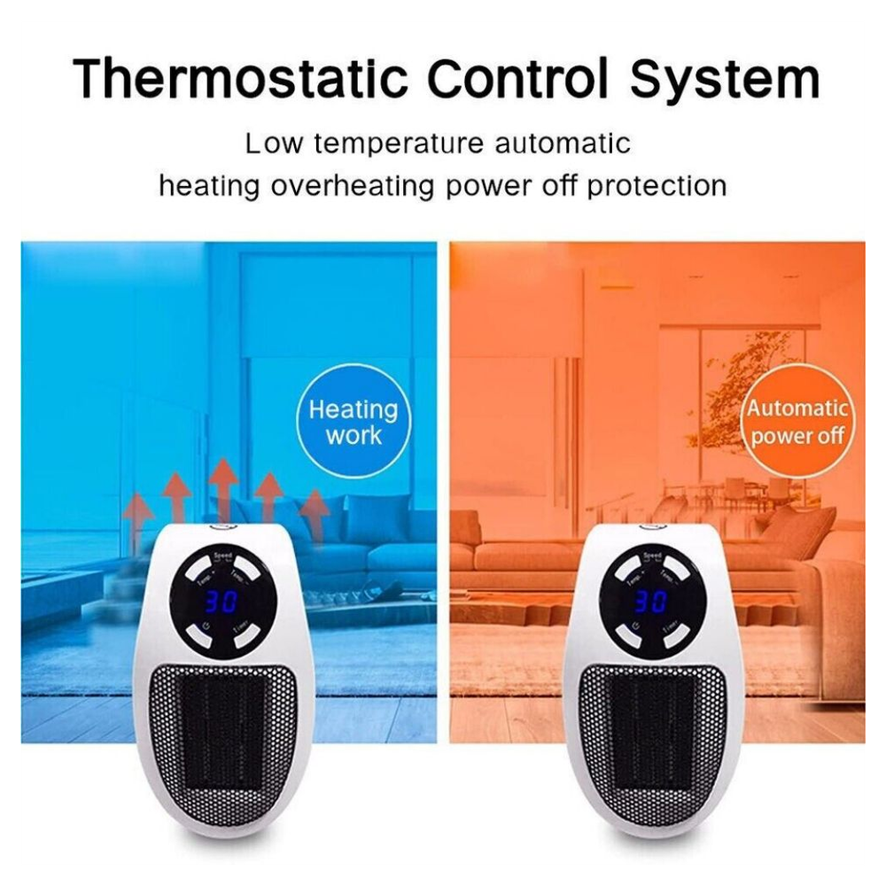 Portable Plug in Wall Space Heater Digital Timer Electric Personal Heater Fan US