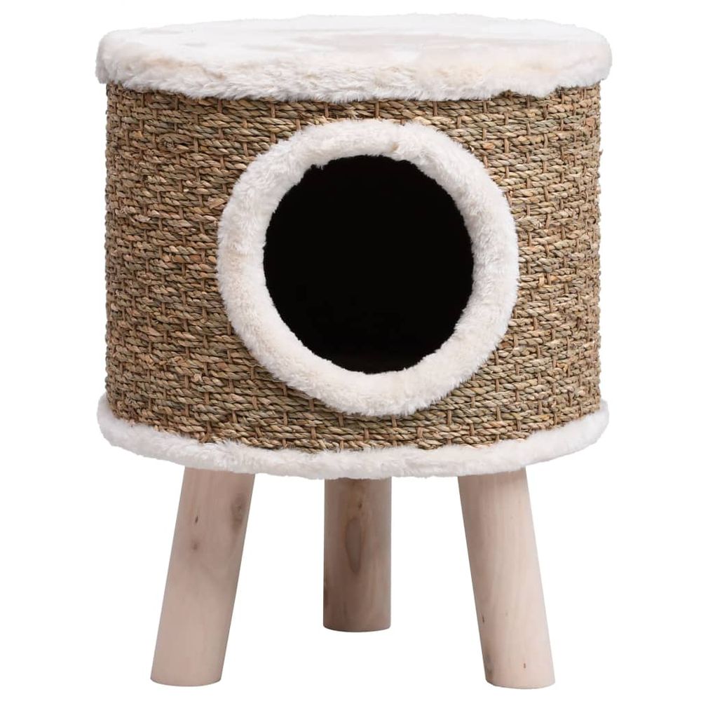 vidaXL Cat House with Wooden Legs 41 cm Seagrass