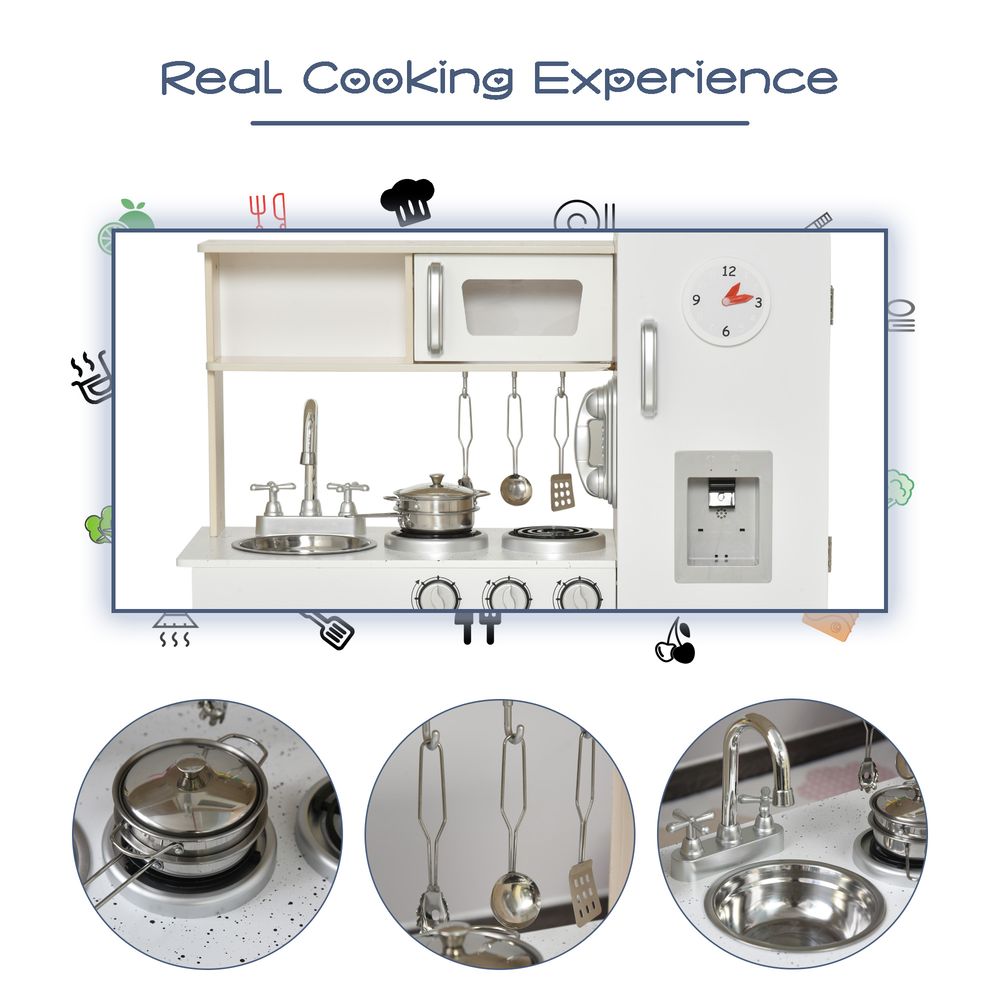 Luxury Kitchen Playset with Accessories Pretend Cooking Set White