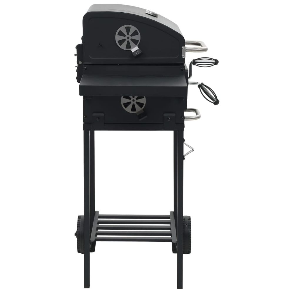 Charcoal-Fueled BBQ Grill with Bottom Shelf Black