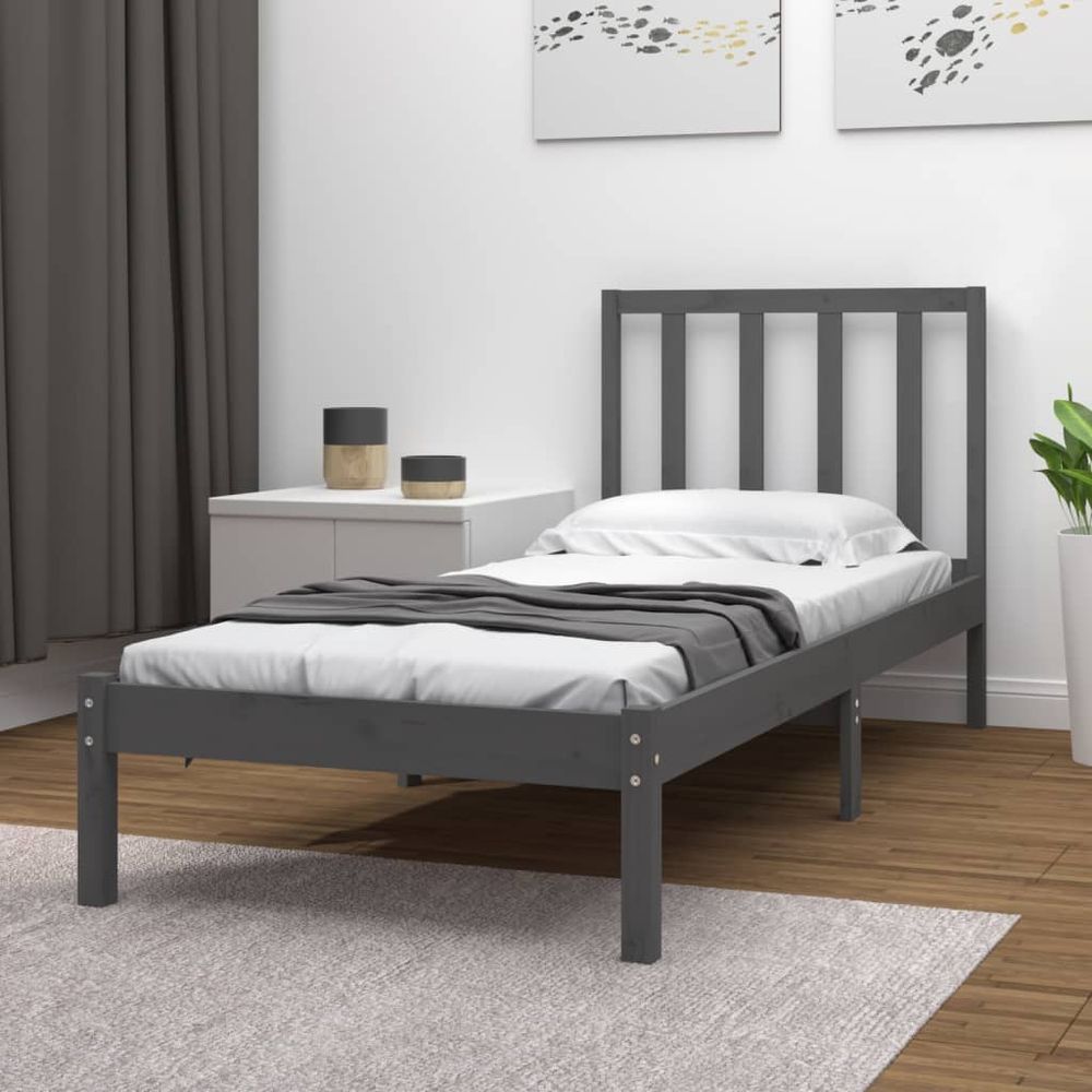 vidaXL Bed Frame Solid Wood Pine 75x190 cm Small Single