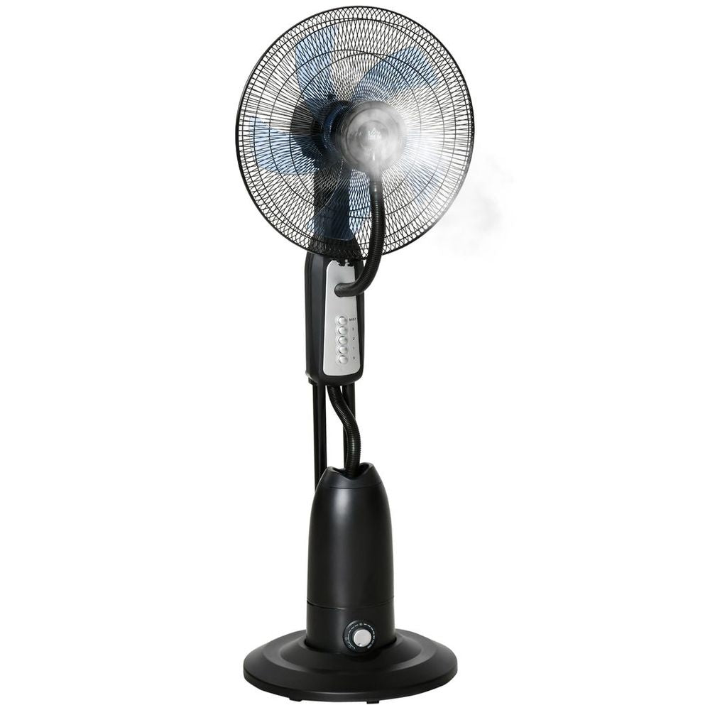 Pedestal Fan with Water Mist Spray Standing Fan w/ 2.8L Water Tank Black