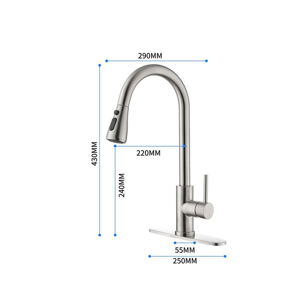 Single Handle High Arc Pull Out Kitchen Faucet,Single Level Stainless Steel Kitchen Sink Faucets with Pull Down Sprayer