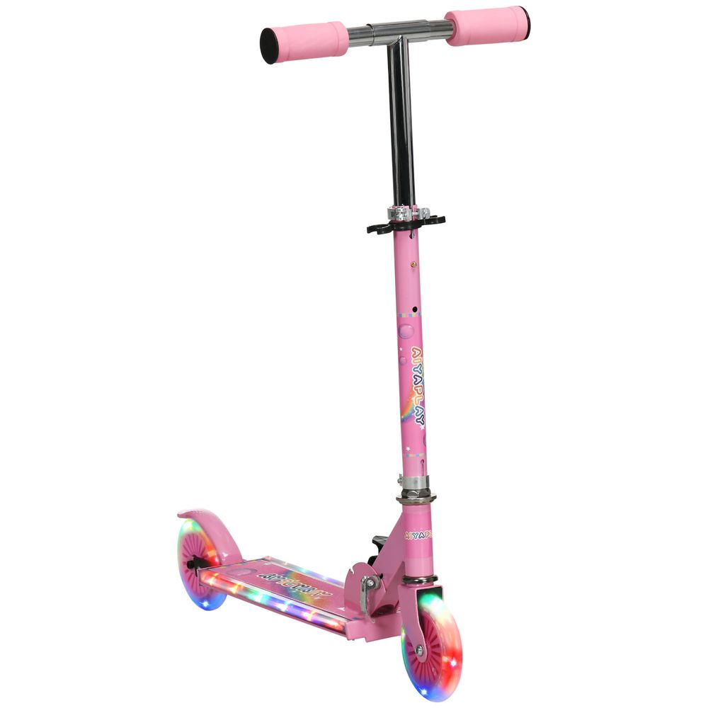 Scooter for Kids Ages 3-7 W/ Lights Music Adjustable Height Folding Frame - Pink