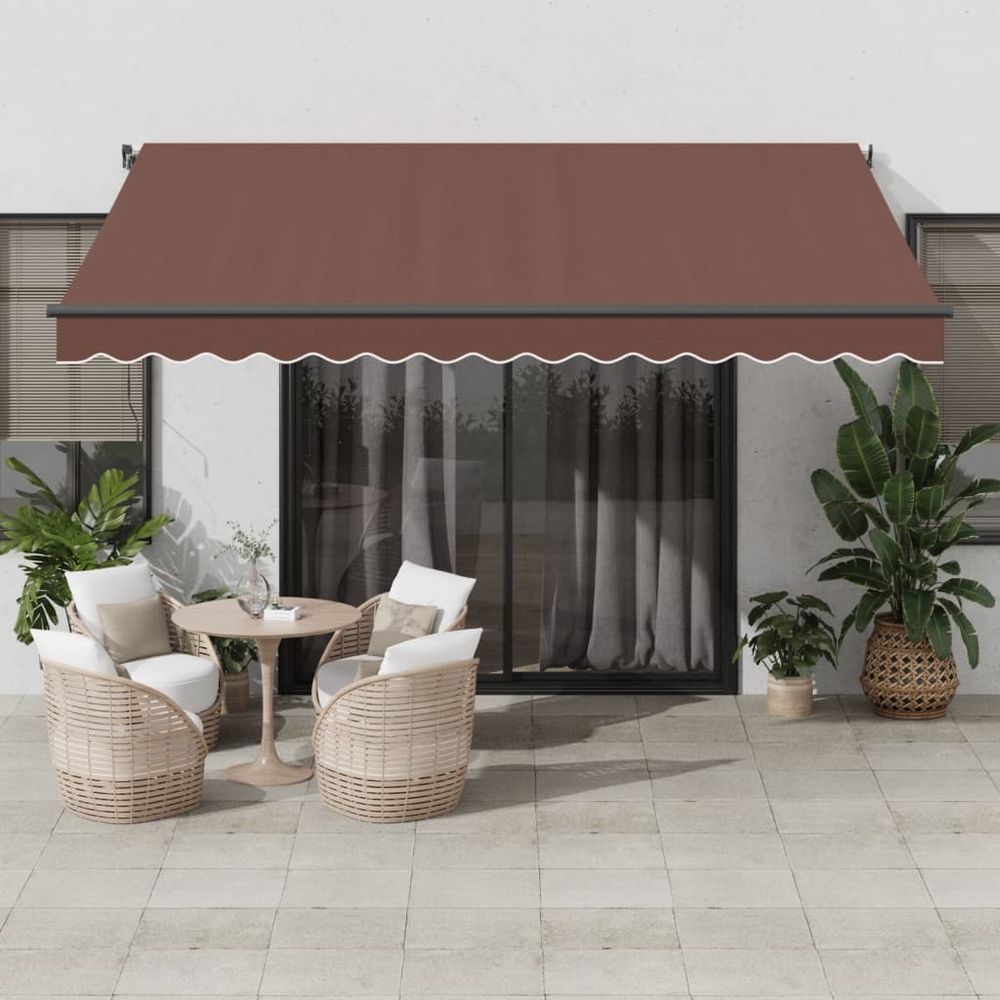 vidaXL Manual Retractable Awning with LEDs Burgundy 400x300 cm