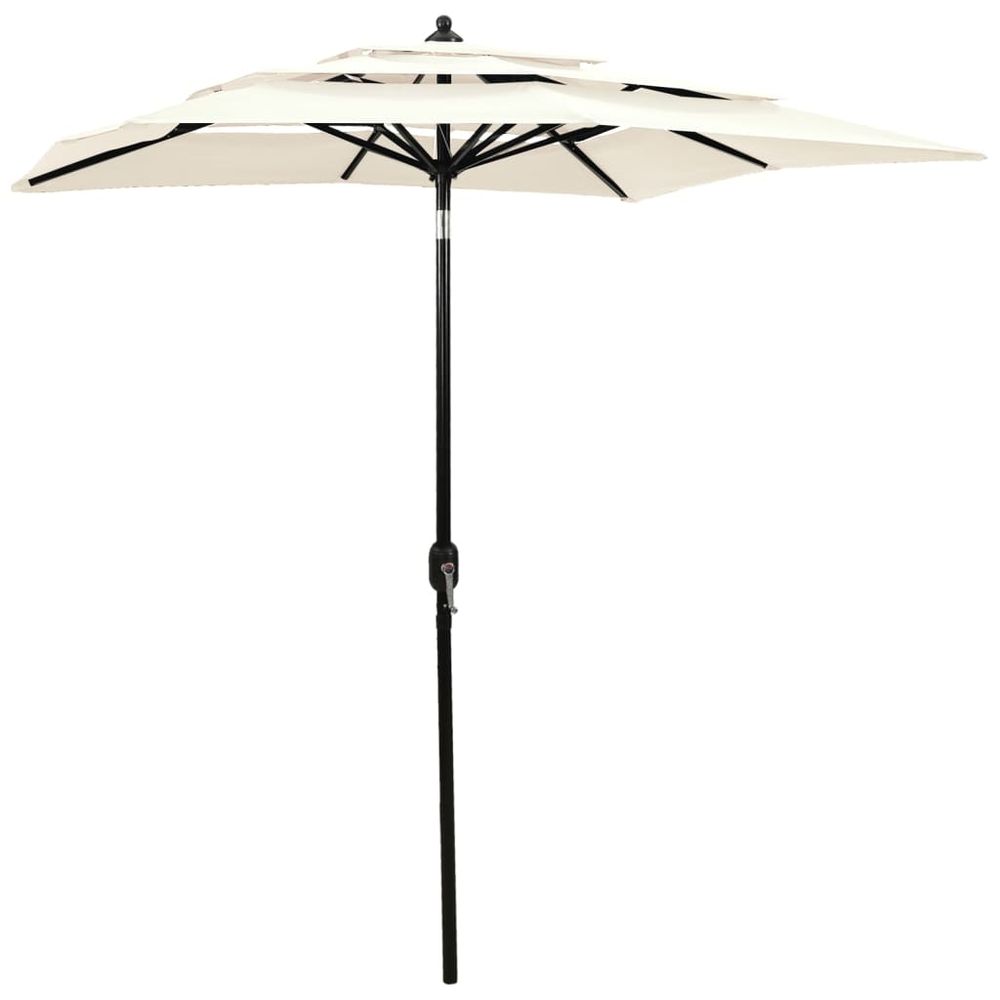 vidaXL 3-Tier Parasol with Aluminium Pole Sand 2.5x2.5 m