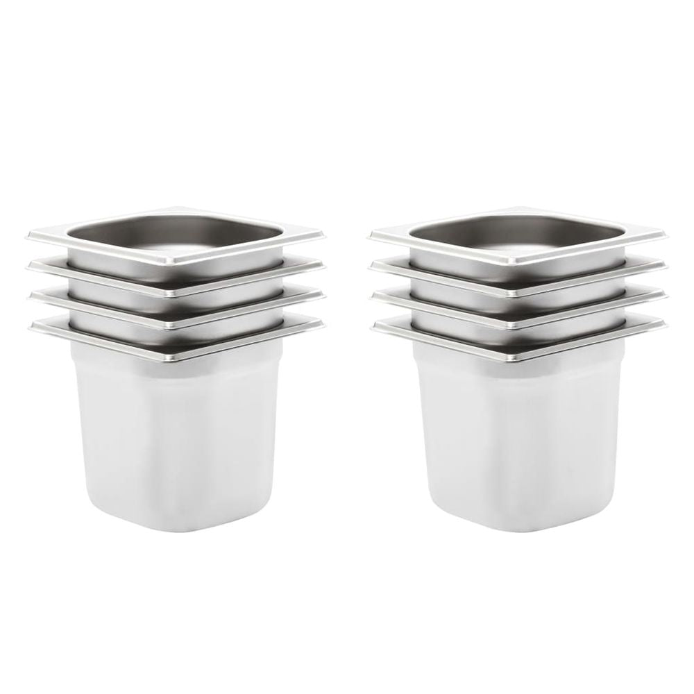 vidaXL Gastronorm Containers 12 pcs GN 1/6 65 mm Stainless Steel