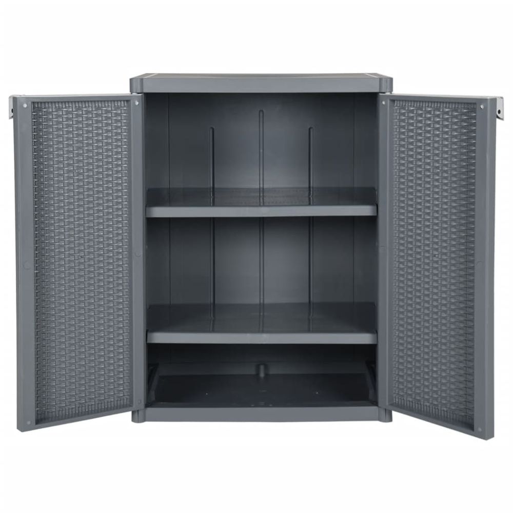 vidaXL Garden Storage Cabinet Grey 65x45x88 cm PP Rattan