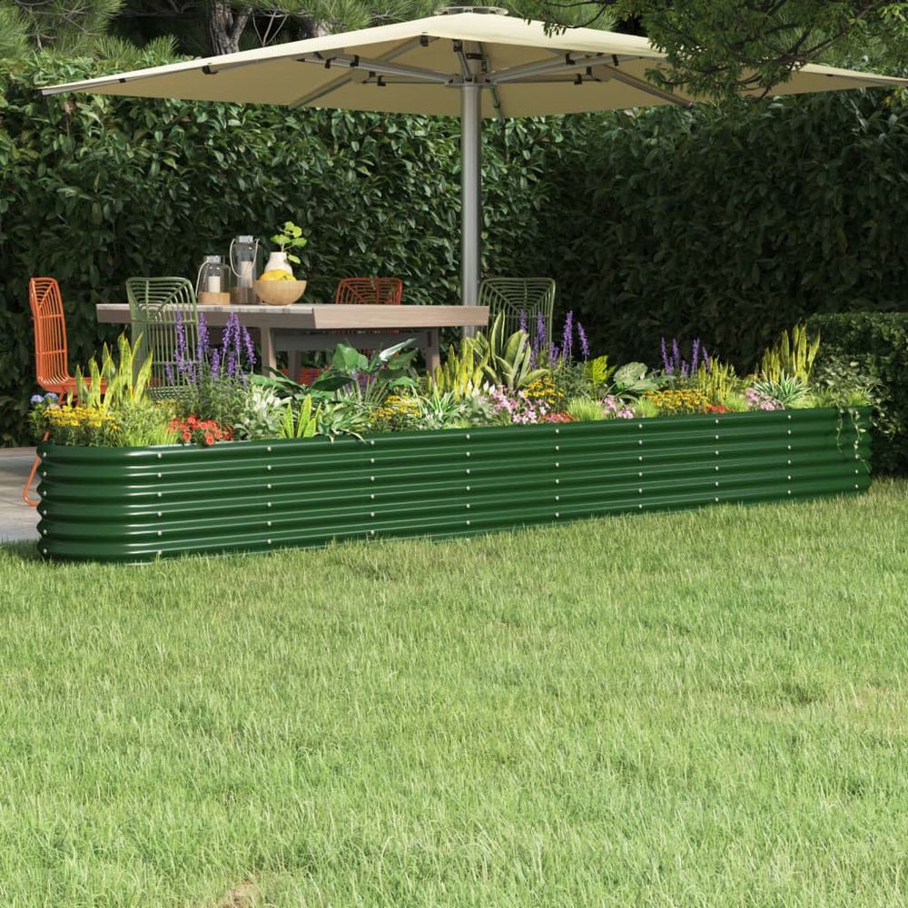 vidaXL Garden Raised Bed Powder-coated Steel 114x40x36 cm Green