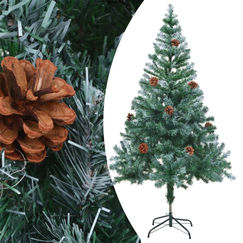 vidaXL Frosted Pre-lit Christmas Tree with Ball Set&Pinecones 150 cm