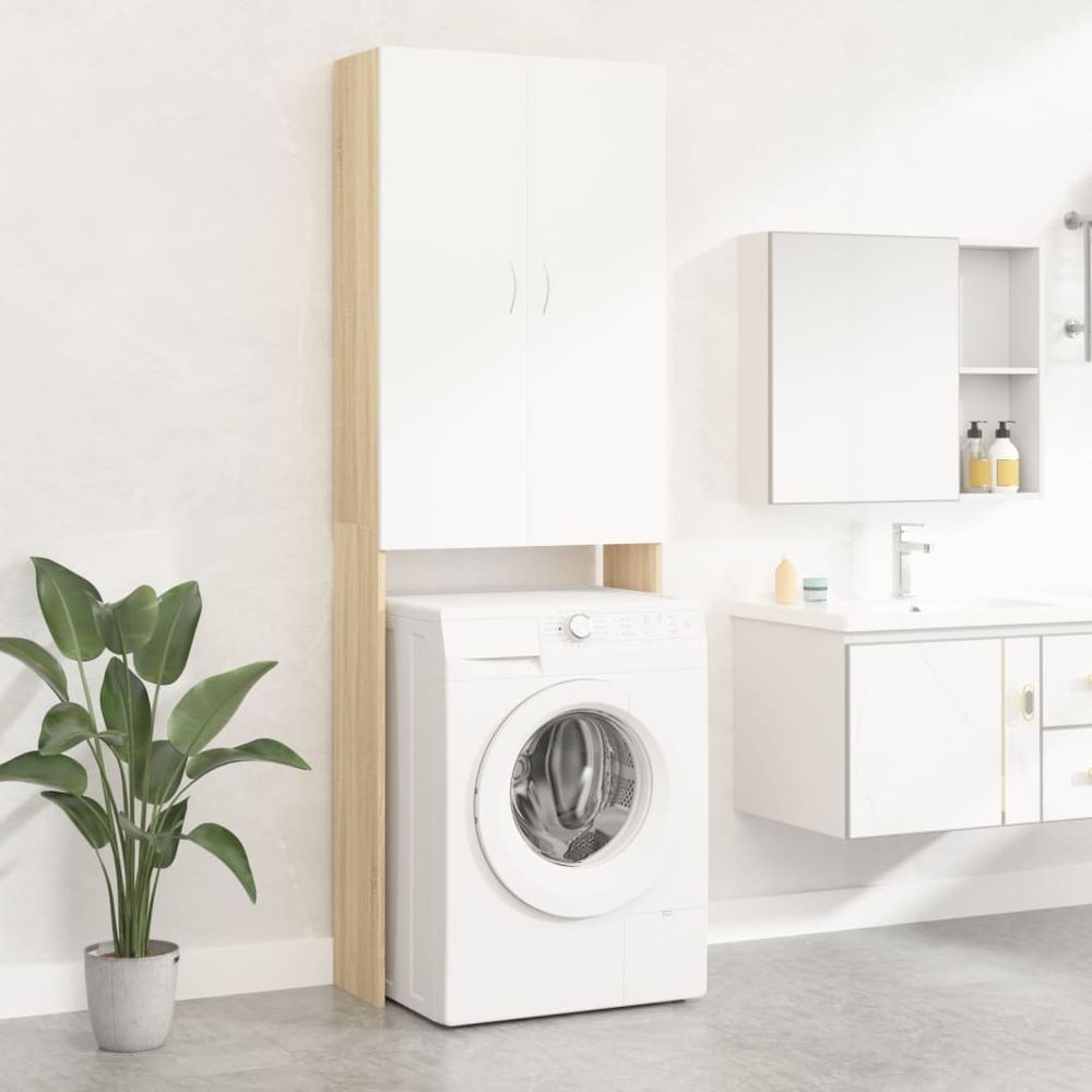 vidaXL Washing Machine Cabinet Smoked Oak 64x25.5x190 cm