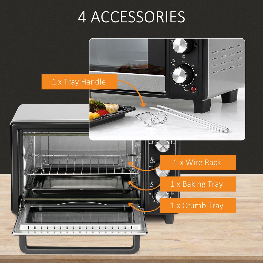 Mini Oven, 16L Grill, Toaster Oven Timer 1400W Grill