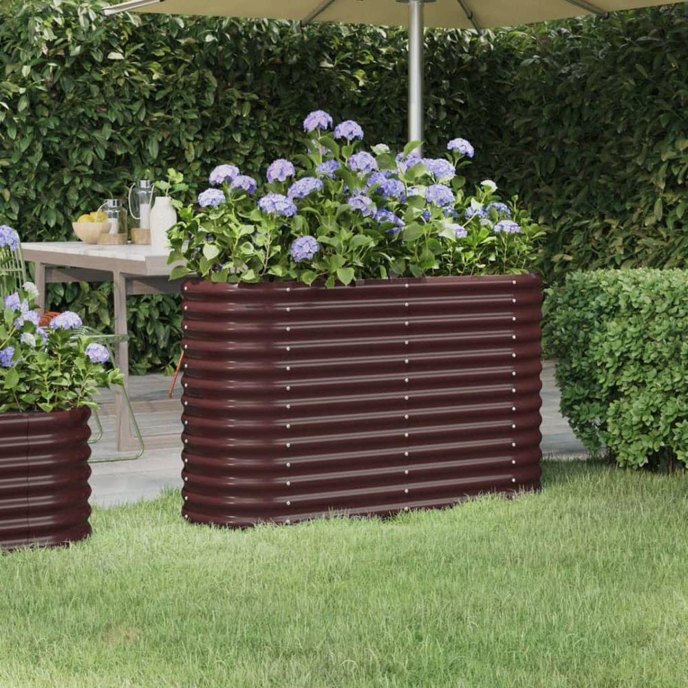 vidaXL Garden Raised Bed Powder-coated Steel 114x40x36 cm Green