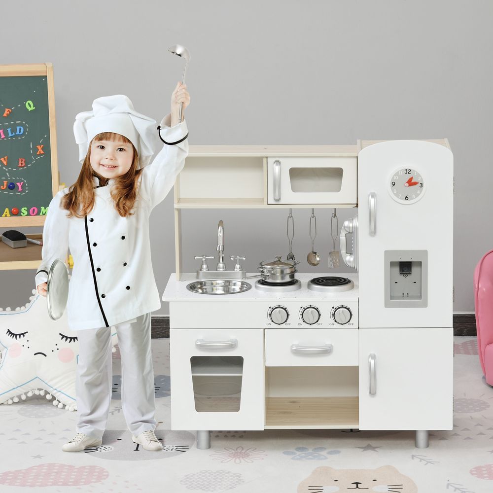 Luxury Kitchen Playset with Accessories Pretend Cooking Set White