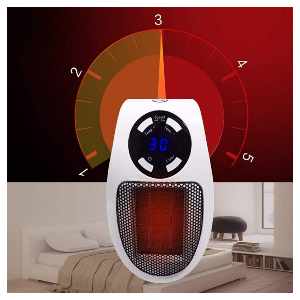 Portable Plug in Wall Space Heater Digital Timer Electric Personal Heater Fan US