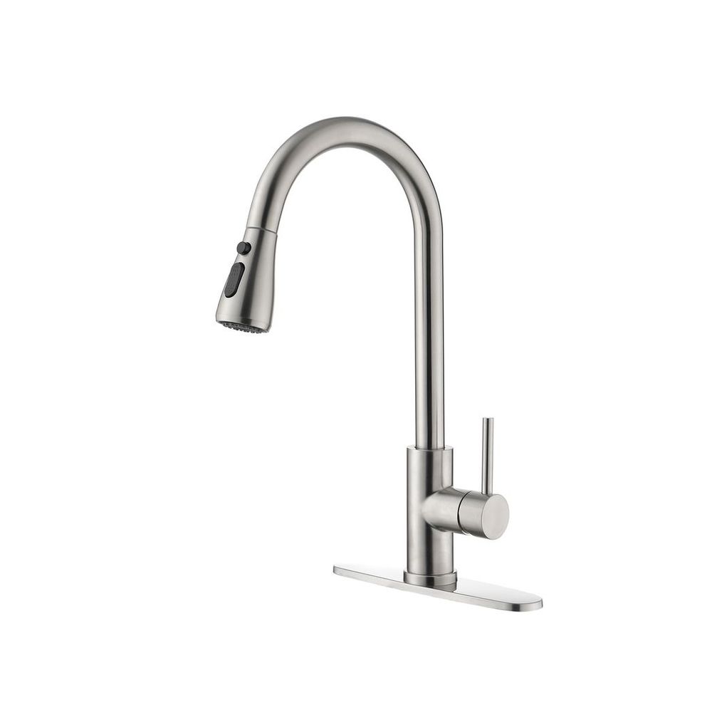 Single Handle High Arc Pull Out Kitchen Faucet,Single Level Stainless Steel Kitchen Sink Faucets with Pull Down Sprayer