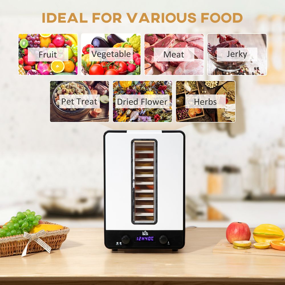 11Tier Food Dehydrator 550W Food Dryer Machine with Adjustable Temperature White