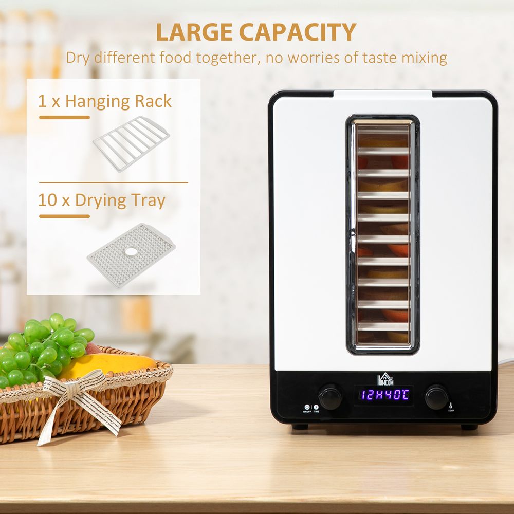 11Tier Food Dehydrator 550W Food Dryer Machine with Adjustable Temperature White