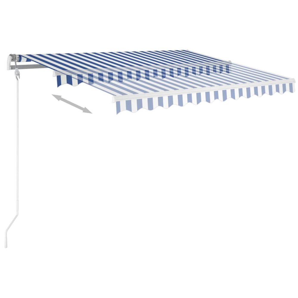 vidaXL Freestanding Manual Retractable Awning 300x250 cm Blue/White