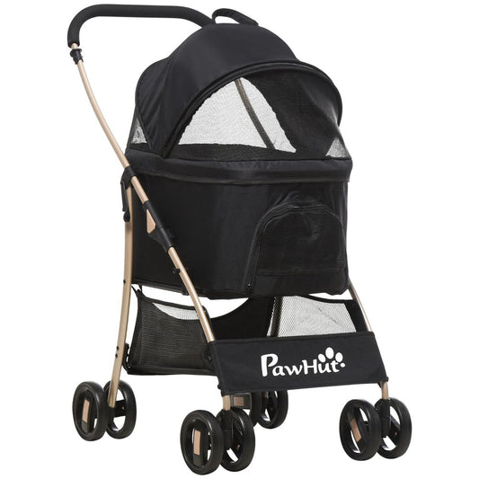 PawHut 3 In 1 Pet Stroller, Detachable Dog Cat Travel Carriage - Black