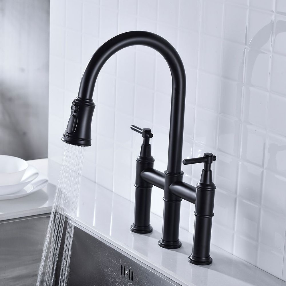 Pull Down Double Handle Kitchen Faucet