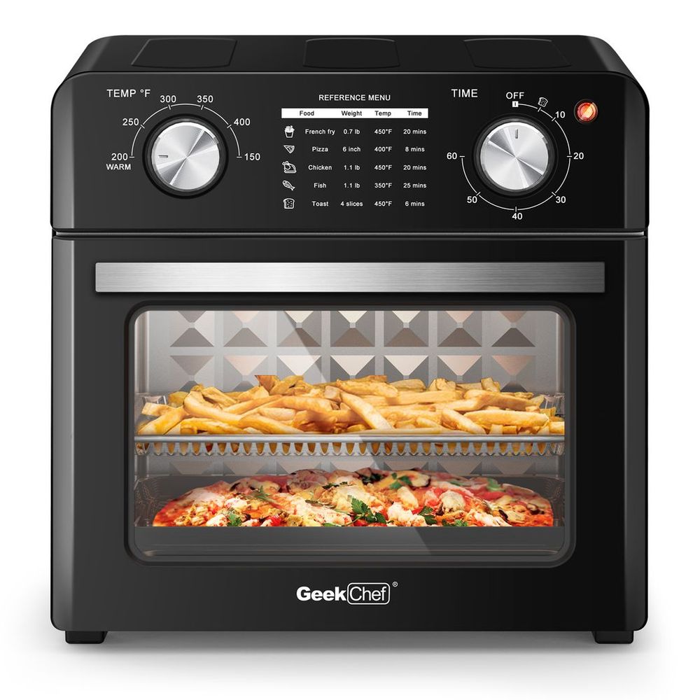 Geek Chef Air Fryer 10QT, Countertop Toaster Oven, 4 Slice Toaster Air Fryer Oven Warm, Broil, Toast, Bake, Air Fry, Oil-Free, Black Stainless Steel, Perfect for Countertop