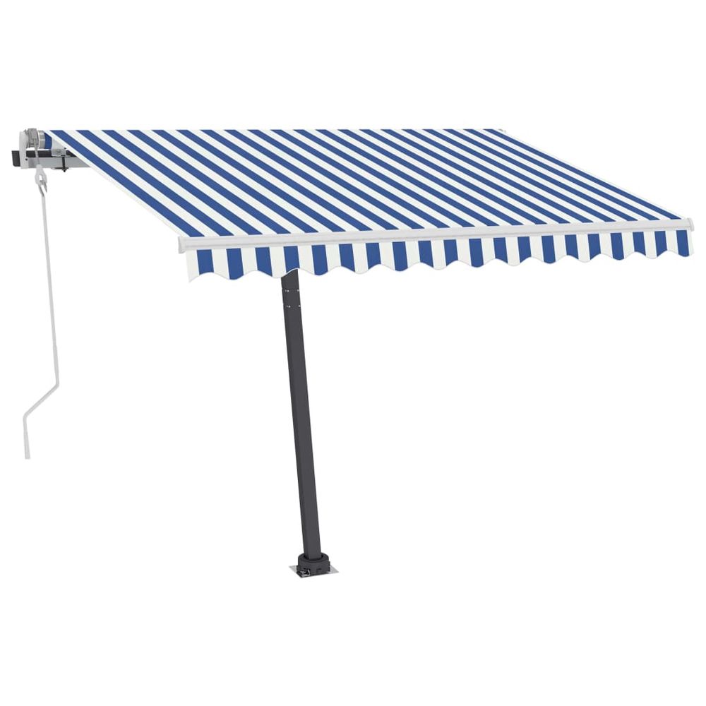 vidaXL Freestanding Manual Retractable Awning 300x250 cm Blue/White