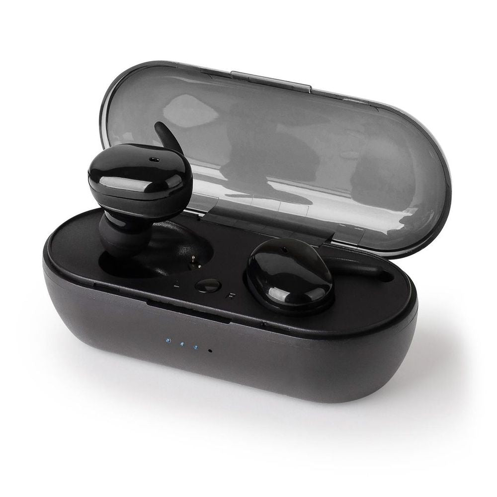 Vybe TWS Sports Earbuds with 3H Playback, Charging Case & LED Indicator - Black