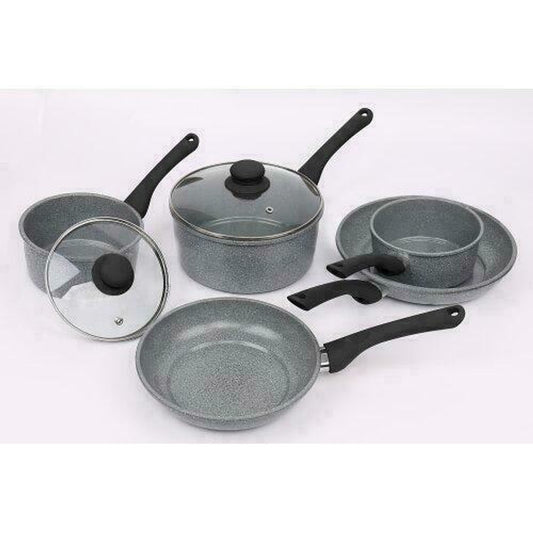 5-Pcs Forged Carbon Steel Peckled Marble Ceramic Non-Stick Saucepan & Frying Pan Kitchen Set