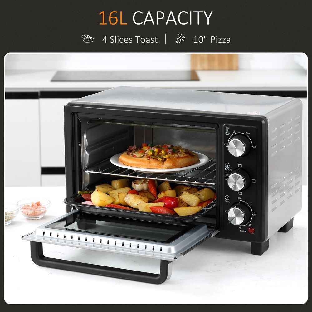 Mini Oven, 16L Grill, Toaster Oven Timer 1400W Grill